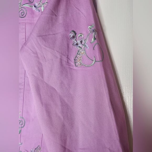 Quacker Factory XL Shell Pink Pearly Floral Embellished Zip Front Women Jacket - Picture 7 of 12